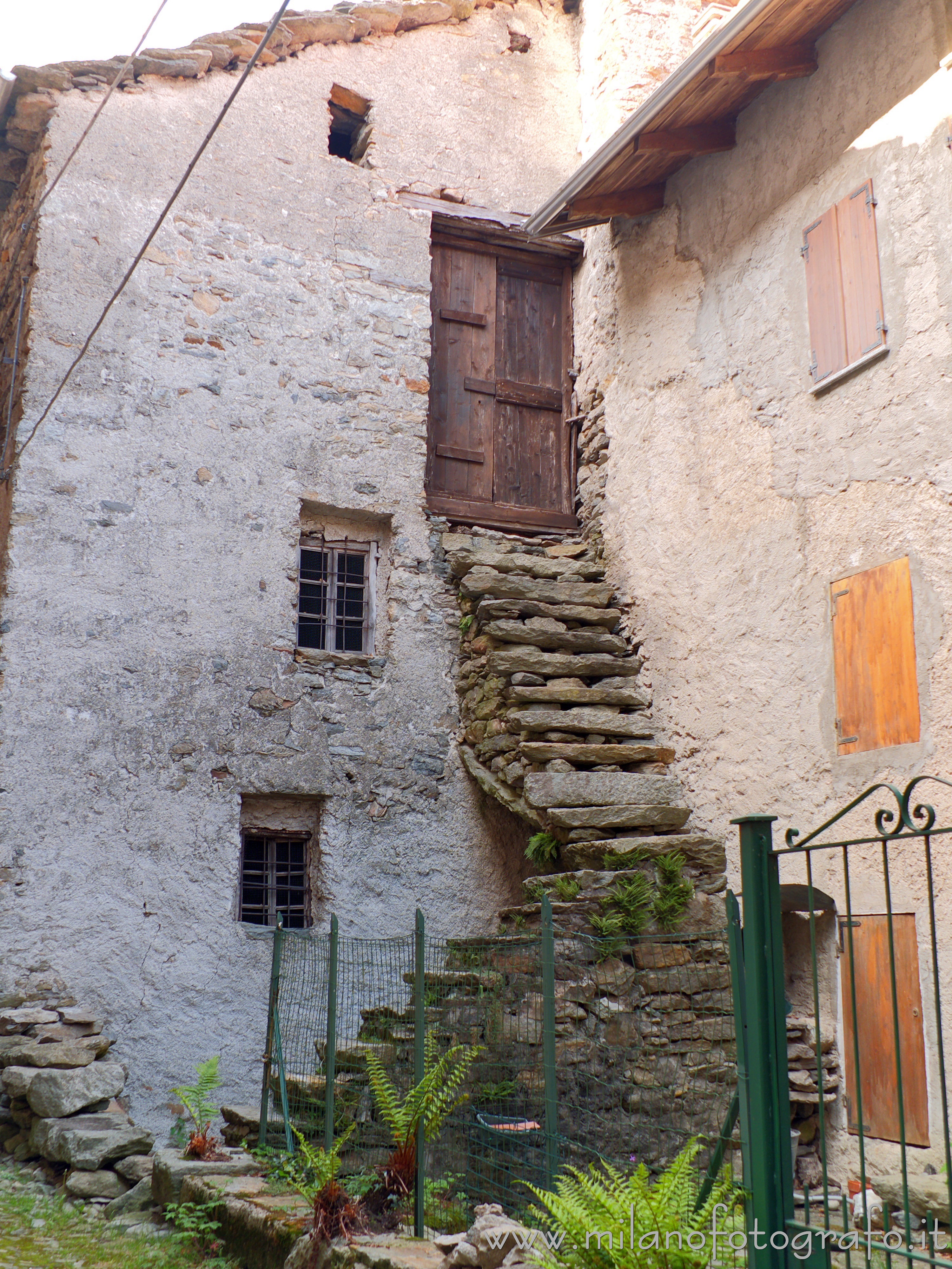 Piedicavallo (Biella, Italy) - Old stairs to the first floor in the hamlet Montesinaro